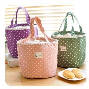 Sac à déjeuner <span class=keywords><strong>Gona</strong></span> mignon et doux à pois, en coton, lin, toile, doublure en polyester, fermeture éclair, écologique, durable, isolé, pour 4 personnes, coréen - Product Image 1