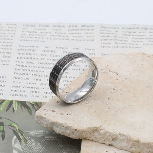 <b>Titanium</b> Steel <b>Ring</b> Geometric Shape Steel Color Men's Jewelry Gift Occasion Channel Setting Inlay - Product Image 2