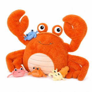 Mascotte géante en peluche de <span class=keywords><strong>crabe</strong></span> personnalisée OEM ODM avec mini crabes colorés pour cadeau promotionnel de fête prénatale ou cadeau d'affaires en gros - Product Image 1