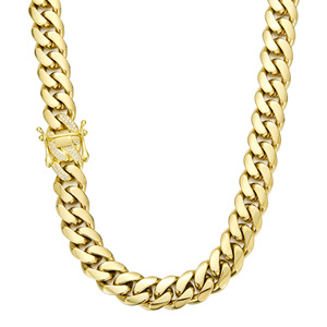 Pulsera de Cadena Cubana Plana de Acero Inoxidable <span class=keywords><strong>Laminado</strong></span> de 14 mm con Cierre CZ Iced Out Chapado en <span class=keywords><strong>Oro</strong></span> de <span class=keywords><strong>14K</strong></span> para Joyería Hip Hop Masculina - Product Image 5