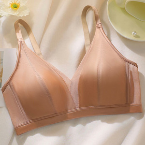 Alla moda reggiseno Push-up in Mesh stile <span class=keywords><strong>francese</strong></span> con bretelle in seta di gelso sottile biancheria intima senza cuciture da donna senza fili - Product Image 5