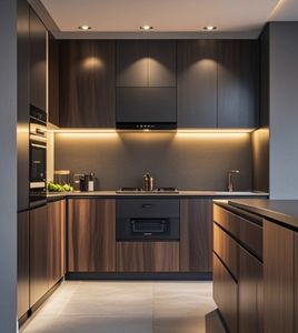 Mueble Modular de Madera para Cocina con Encimera, Luz LED e Isla - Product Image 1