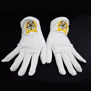 Guantes Blancos de Algodón con Bordado Masónico Personalizado de Alta Calidad, Guantes Masónicos Blancos con Logo del Arco Real - Product Image 1