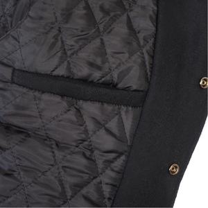 Men's <b>Black</b> Pure Wool Varsity Letterman Bomber Jacket with Genuine Leather Sleeves Outdoor Style - Product Image 5