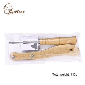 Lame <span class=keywords><strong>à</strong></span> <span class=keywords><strong>pain</strong></span> en acier inoxydable, couteau de marquage de la pâte avec couvercle de protection en cuir, Lame <span class=keywords><strong>à</strong></span> manche en bois avec 20 lames - Product Image 6