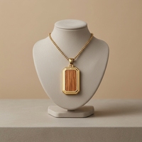 Collier avec pendentif en bois en acier inoxydable 316L personnalisable - Bijoux hypoallergéniques, résistants à la rouille et indéformables