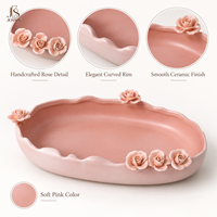 Plateau à fruits élégant en céramique Jossin avec un design de rose fait main, plateau en céramique décoratif pour bougies parfumées et service de desserts