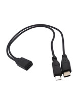 Câble adaptateur USB 2.0 Type-C vers Micro USB mâle 2 en 1, matériau PVC, 0,25 m