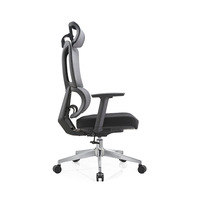 Chaise de bureau ergonomique moderne à dossier haut en maille, appui-tête réglable, support lombaire, accoudoirs fixes, inclinaison à 3 positions, pour ordinateur