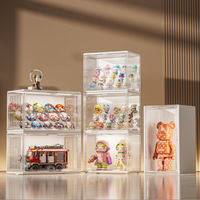 Vitrine d'exposition moderne en plastique avec éclairage LED, grande capacité, pour figurines de poupées, vitrine en acrylique