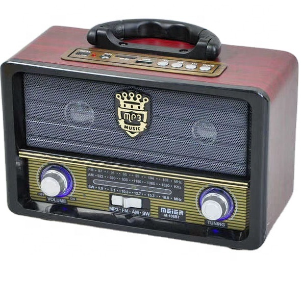 MEIER M108BT Portable Retro Wooden Receiver Blue Tooth Speaker Wireless Cool Gadgets Stereos Speaker