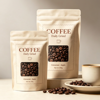 Faible MOQ, Gamme complète de tailles, Spécifications 100g 250g 500g 1kg, Conception personnalisée, Emballage de café, Sachet Doypack avec valve et fermeture éclair