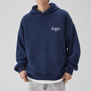 Felpa con cappuccio pesante da 500gsm senza coulisse senza stringhe Pullover 450gsm con taglio a quarti e bordo tagliato - Product Image 1