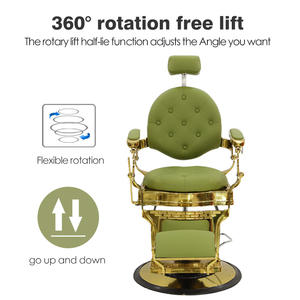 เก้าอี้ตัดผมทรงหรูหรา โครงสีทอง ดีไซน์ทันสมัย ปรับเอนได้ หมุนได้ สีเขียว สำหรับ<span class=keywords><strong>ร้าน</strong></span>ตัดผมมืออาชีพ - Product Image 5