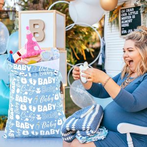Sacchetto Regalo Blu a <span class=keywords><strong>Tema</strong></span> Neonato con Coulisse per Baby Shower e Feste di Compleanno, Sacchetto Regalo in Tessuto Stampato per Neonati, Sacchetto Regalo Riutilizzabile con Coulisse - Product Image 4