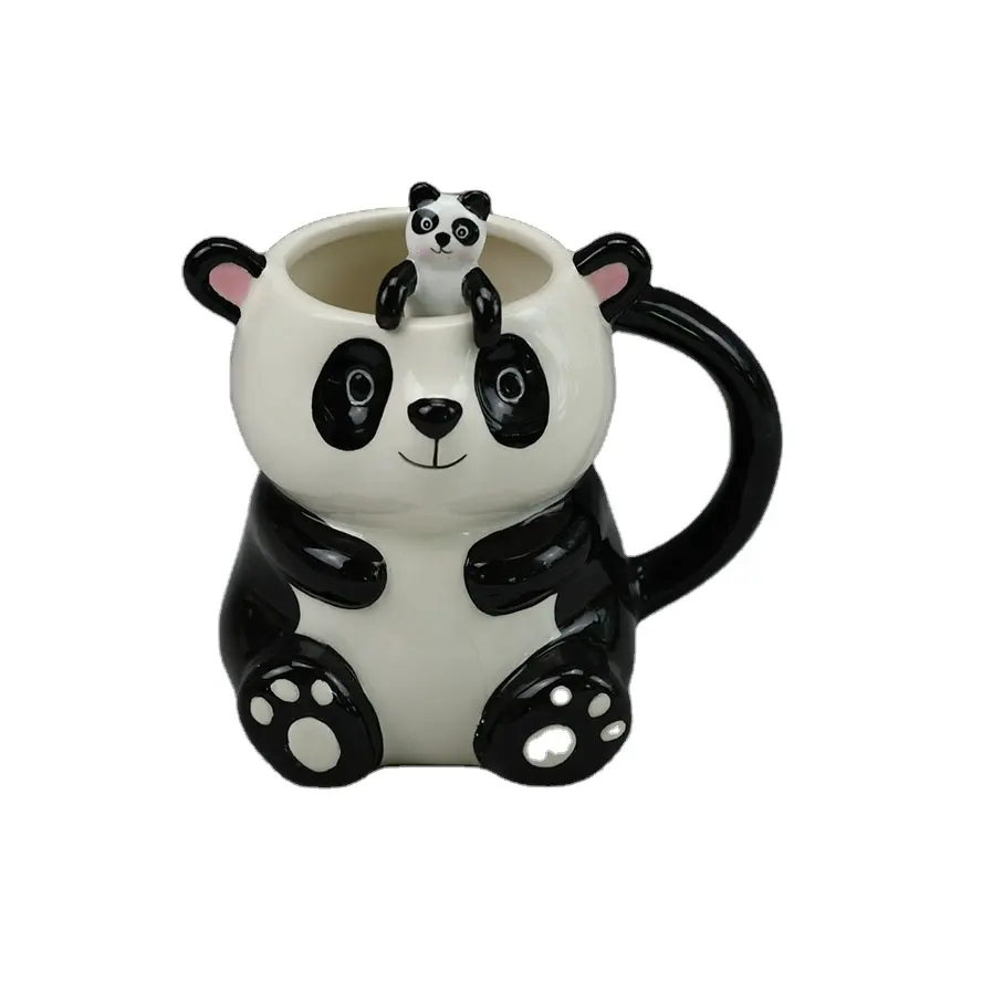 Caneca de café 3d panda em forma de animal cerâmica, atacado