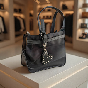 Colgante de llavero con forma de corazón de PU estilo coreano, dije de teléfono móvil con forma de corazón a la moda, colgante de borla para bolso. - Product Image 4