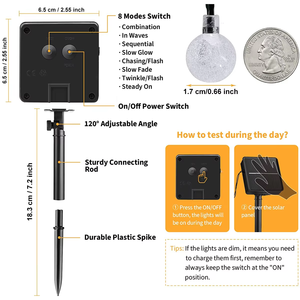 Năng lượng mặt trời chuỗi <span class=keywords><strong>Lights</strong></span> 8 chế độ không thấm nước đèn cho bên ngoài <span class=keywords><strong>Patio</strong></span> Tree giáng sinh - Product Image 5