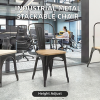 Chaise de salle à manger empilable en acier inoxydable de style industriel moderne pour la maison, le restaurant, la cuisine, l'intérieur et l'extérieur