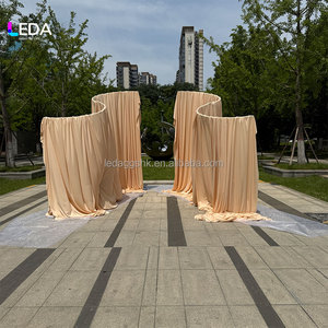 Outdoor Customized Wedding Background Frame Drapery Wall <b>Backdrop</b> Wedding Ideas Wave Curved Wedding <b>Backdrop</b> <b>Stand</b> Metal Arch - Product Image 5