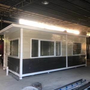 Metal Flowered Guard Booth Stainless Steel Door <b>Security</b> Shelter Outdoor Parking <b>Equipment</b> White - Product Image 2