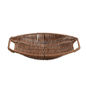 Imitation Rattan Woven <b>Basket</b> M Size With Handles For Food Storage Display Rectangle Shape PP Material - Product Image 5