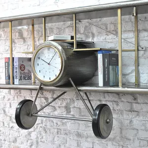 Pingente decorativo de avião estilo retrô, pingente industrial com relógio, ornamento clássico