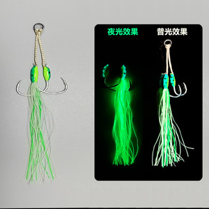 Amo da Pesca in Mare Luminoso a Doppia Coda Lunga, Amo da Barca per Sgombro Spagnolo che si Illumina al Buio, Amo Doppio Rinforzato per la Pesca - Product Image 5