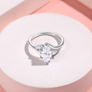 Customize Luxury Jewelry 925 Sterling <b>Silver</b> <b>Ring</b> Rhodium Plated Marquise Cut 3A White Zircon Stone Women's Engagement Party - Product Image 6
