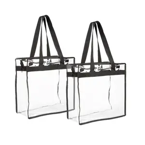 FF2251 individuelle transparente große Handtasche durchsichtige Stadion-zugelassen Tote-Tasche mit Reißverschluss und Griffen durchsichtige PVC-Einkaufstasche