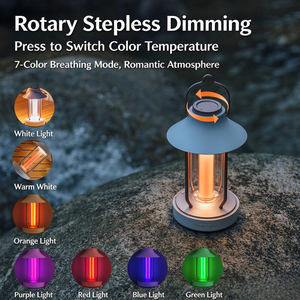 Lanterne de camping LED rétro VINTOGE, gradation progressive rotative, lumière de tente suspendue à 7 couleurs - Product Image 1
