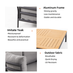 Juego de sofás de jardín de lujo, muebles de exterior de aluminio, sofá moderno para todo tipo de clima, muebles de patio para Hotel Resort - Product Image 3