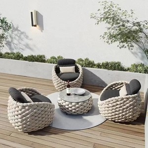 Set di Divani da Esterno in Vimini Moderno a Prezzo di Fabbrica, Aggiunge un Tocco Naturale per Villa, Terrazza, Cortile e <span class=keywords><strong>Giardino</strong></span> - Product Image 2