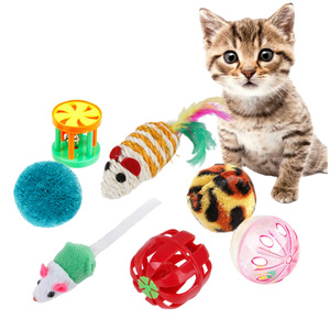 Ensemble de jouets pour chat Accessoires en plastique Cloche Boule Fleur Tambour arc-en-ciel Boule Plume Souris Pet chat Jouets - Product Image 1