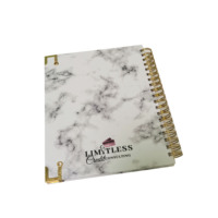 Agenda spirale doré personnalisé, planificateur hebdomadaire, planificateur budgétaire, journal d'affaires, impression personnalisée OEM ODM
