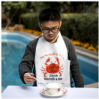 Vente en gros Tabliers de restaurant de fruits de mer Homard Bavoirs adultes imperméables Logo personnalisé Bavette de crabe en plastique jetable pour protéger les vêtements