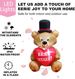Oso de Peluche Inflable de 4 Pies para el Día de San Valentín con Sombrero de Copa y Corazón - Regalo Romántico con LED Integrado para Bodas, Fiestas Infantiles y Decoración - Product Image 6