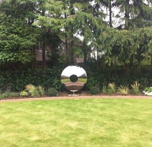 Escultura Moderna de Jardín, Espejo Circular Pulido, Torus, Artesanía Metálica, Decoración para Patio y Exteriores, Anillo de Acero Inoxidable, Envío al Reino Unido - Product Image 4