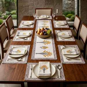 Best Selling Printed <b>Table</b> Mat Set with Matching <b>Runner</b>, Stylish Reusable Mats for <b>Dining</b> <b>Table</b> Decor Available For Sale - Product Image 5