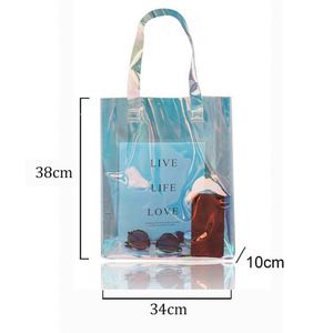 Bolsa de Mano Transparente de PVC con Holograma, Bolso de Mano Láser Transparente, Bolsas de Compras Iridiscentes Holográficas - Product Image 4