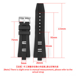 Una <span class=keywords><strong>pulsera</strong></span> de hombre de silicona de caucho negro de 26*9MM compatible con DIAGONO <span class=keywords><strong>Bulgari</strong></span>. - Product Image 5