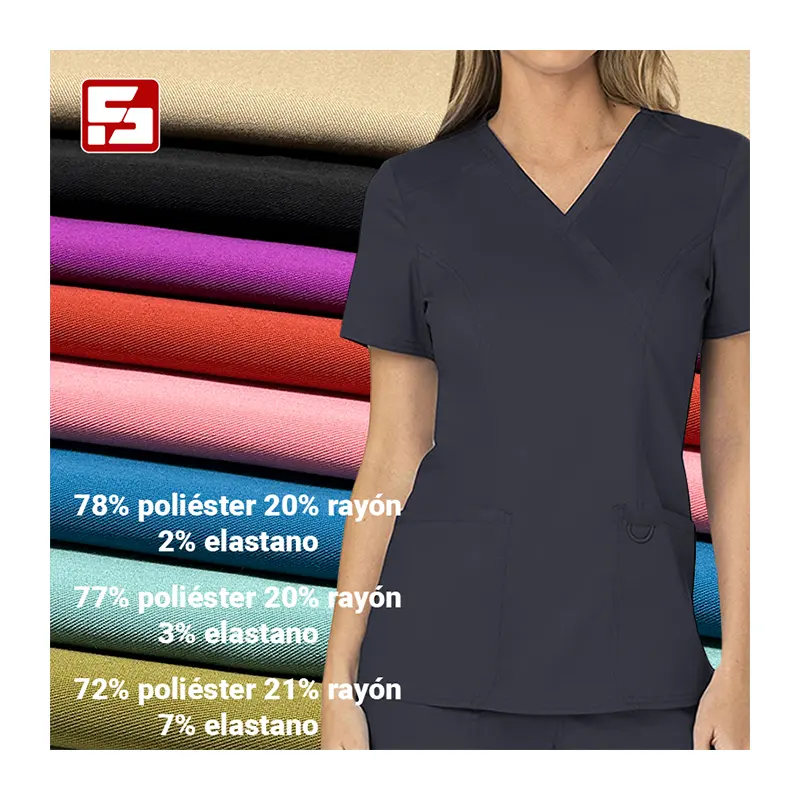 Chất Lượng Cao Polyester Rayon Spandex Đồng Phục Vải Chà Vải 2 Cách Căng Cho Đồng Phục Chống-Nhăn Vải Nhà Cung Cấp