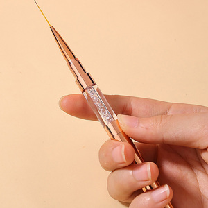Pinceaux de manucure personnalisés à double face avec manche en strass et diamants, extra longs, pour détails fins, gel, liner et peinture de rayures - Product Image 3