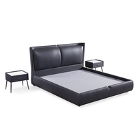 Lit en cuir capitonné en bois massif moderne, taille Queen, avec housse amovible, cadre de canapé-lit de luxe écologique
