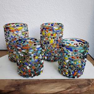 Verres mexicains colorés soufflés à la main de 14 oz Confetti Rocks - Product Image 6