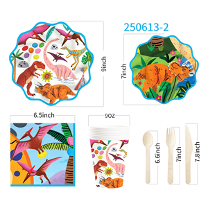 DAMAI - Platos de Papel para Postre con Diseño de Animales, Forma de Ola, para Fiestas, con Juego de Vajilla Desechable de Dinosaurios - Product Image 5