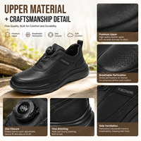 Chaussures de sport décontractées pour hommes en cuir noir respirant et léger avec boucle rotative à laçage rapide – Vente en gros