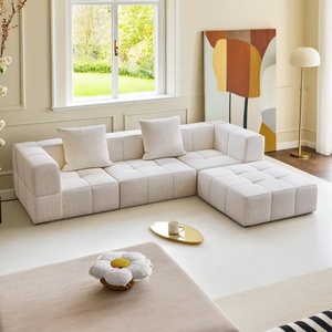 Sofá comprimido al vacío, sofá color crema estilo algodón de azúcar, sofá de recepción de tela de combinación libre - Product Image 4