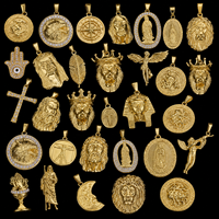 SUMMLY Pendentifs sur mesure en acier inoxydable plaqué or 18 carats, motif main en prière et tête de Jésus, bijoux fantaisie, breloques