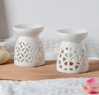 Brûleur de Cire Fondue Élégant pour Huile Essentielle, Diffuseur d'Huile en Céramique Creuse, Porte-Bougie Chauffe-Plat